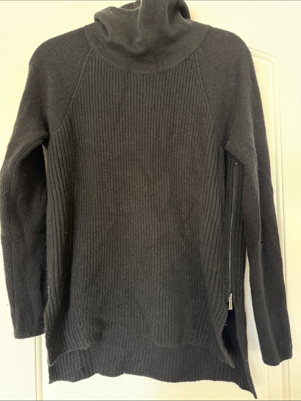 Black Ribbed Turtleneck Sweater